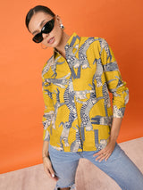 Mustard Safari Art Print Shirt