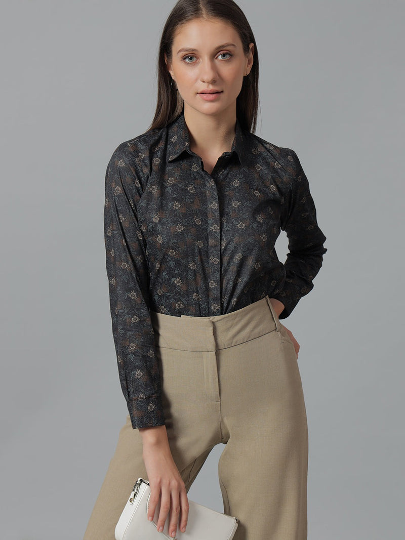 Midnight Blossom Black Floral Shirt