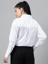 White & Black Polka Dot Long Sleeve Shirt