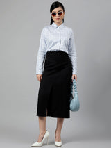 Light Blue & White Geometric Print Formal Shirt
