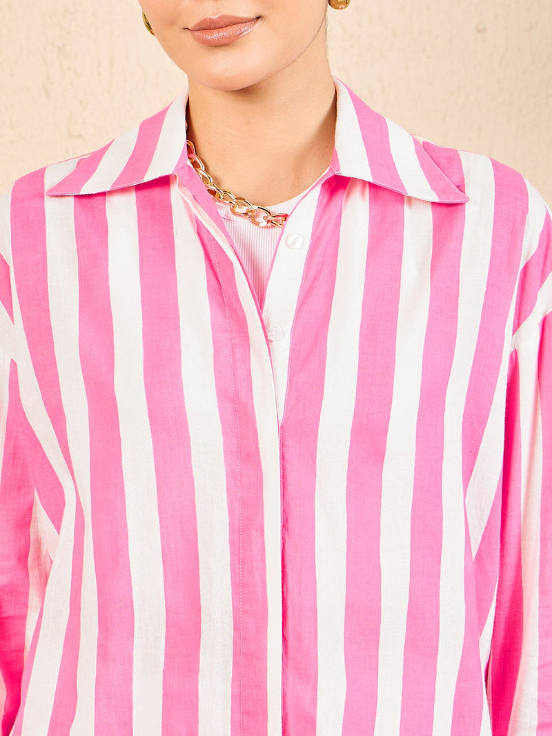 Pink & White Striped Shirt
