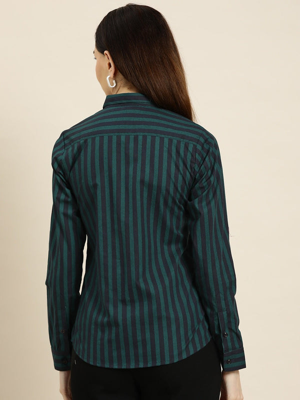 Dark Green & Black Vertical Stripe Shirt