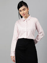 Pink & White Geometric Print Formal Shirt