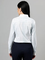 White & Light Blue Striped Long Sleeve Formal Shirt