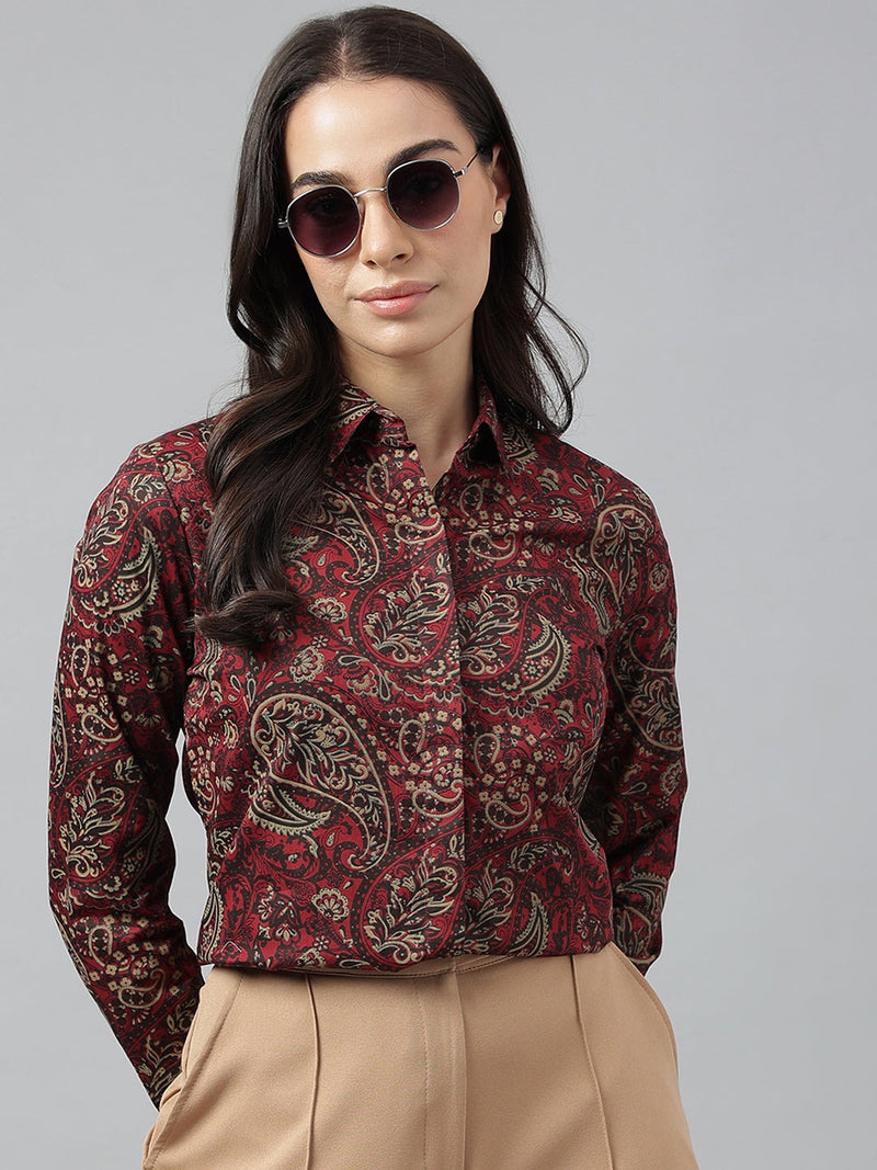 Regal Maroon Paisley Shirt
