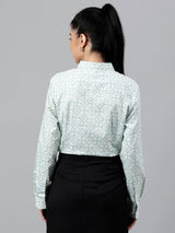 Mint Green Geometric Printed Long Sleeve Shirt