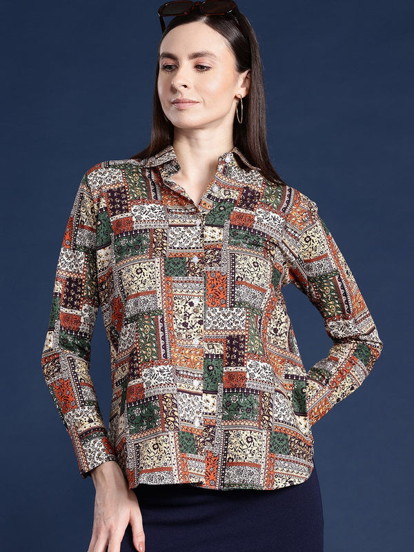 Multicolor Patchwork Printed Casual Shirt