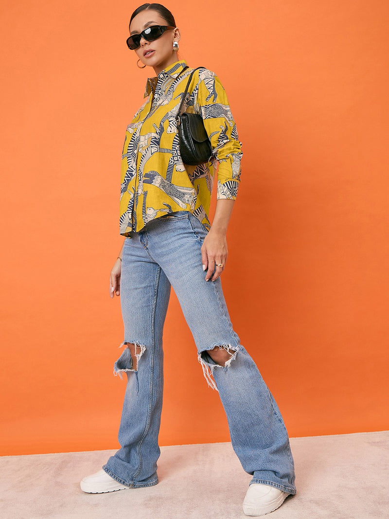 Mustard Safari Art Print Shirt