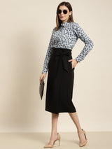 White & Navy Blue Floral Printed Cotton Shirt