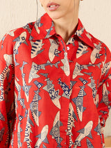 Tribal Print Red Cotton Shirt