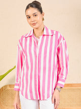 Pink & White Striped Shirt