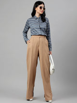 Blue & White Geometric Striped Formal Shirt