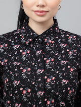 Black Floral Print Long Sleeve Shirt