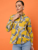 Mustard Safari Art Print Shirt