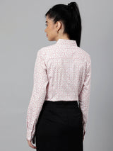 Pink & White Geometric Print Formal Shirt