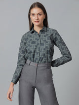Slate Grey Geometric Print Shirt