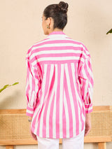 Pink & White Striped Shirt
