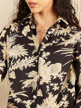 Black & Beige Tropical Print Shirt