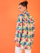 Multicolor Tropical Floral Button-Down Shirt
