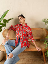 Tribal Print Red Cotton Shirt