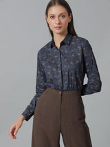 Midnight Blue Floral Print Shirt