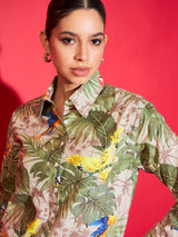 Tropical Parrot Print Shirt