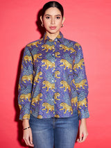 Blue Leopard Print Shirt