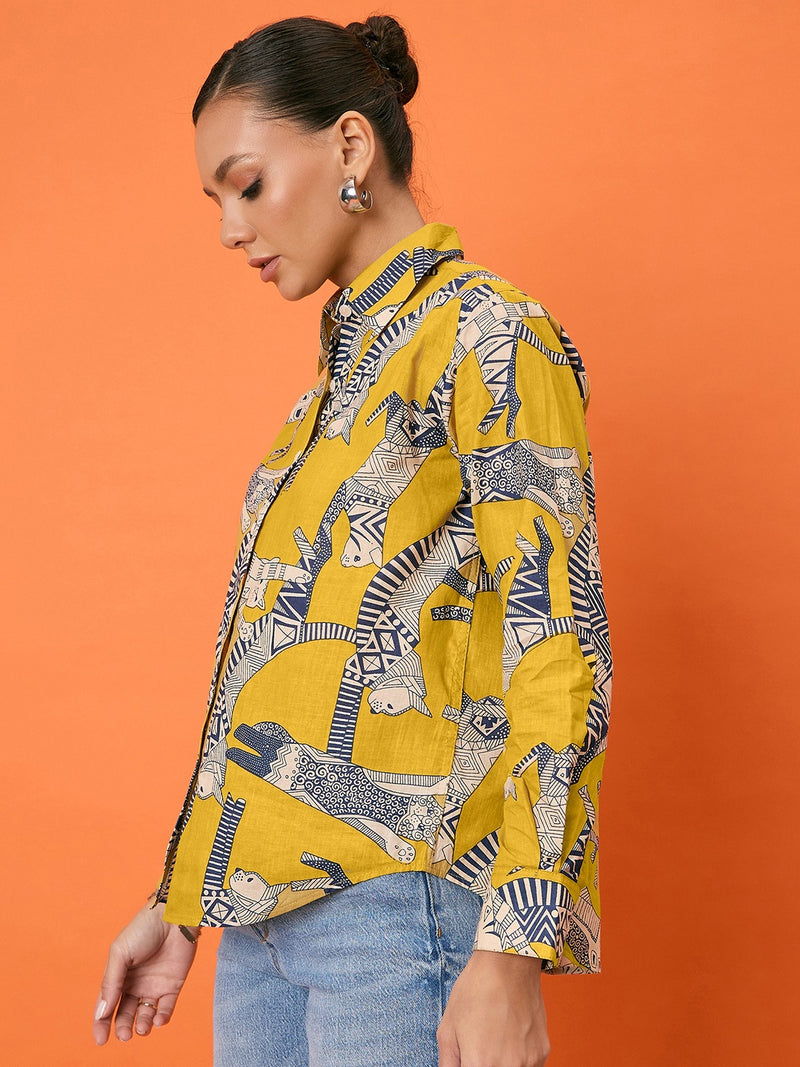 Mustard Safari Art Print Shirt