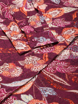 Maroon & Multicolor Floral Printed Long Sleeve Shirt