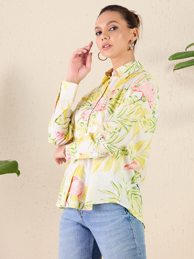 Tropical Flamingo Print Shirt