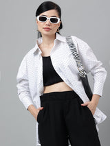 White & Black Polka Dot Long Sleeve Shirt