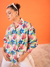 Multicolor Tropical Floral Button-Down Shirt
