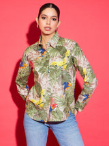 Tropical Parrot Print Shirt