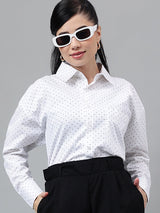 White & Black Polka Dot Long Sleeve Shirt