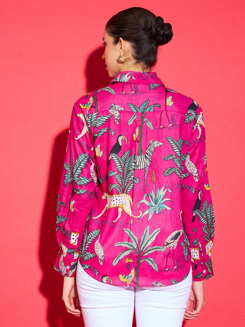 Magenta Safari Print Shirt