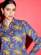 Blue Leopard Print Shirt