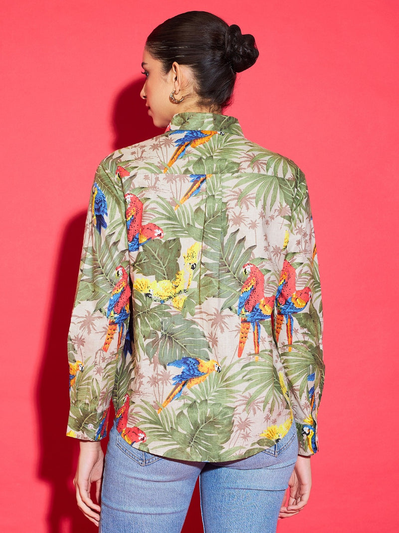 Tropical Parrot Print Shirt