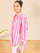 Pink & White Striped Shirt