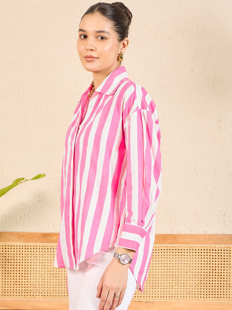 Pink & White Striped Shirt