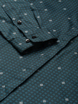 Teal Blue Geometric Print Shirt