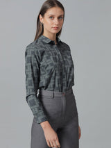 Slate Grey Geometric Print Shirt