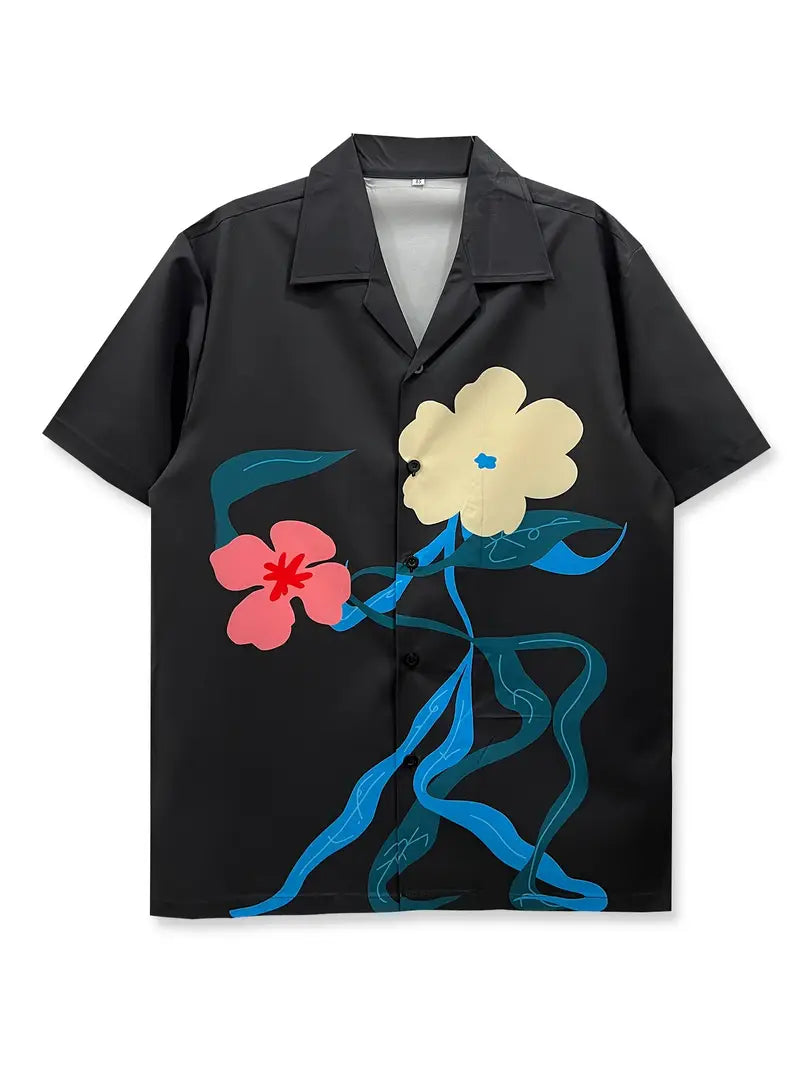 Men's Casual Bottom Plate Flower Shirt