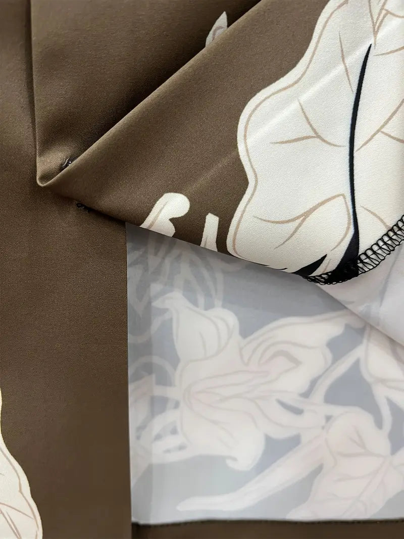 Men's Lapel Collar Button-Up Floral Print Shirt