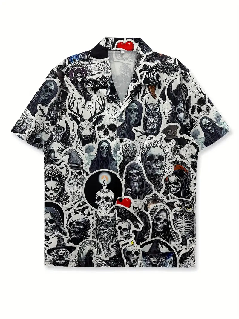 Men'S Skull Print Casual Shirt