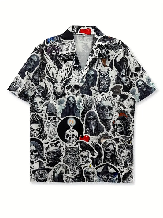 Men'S Skull Print Casual Shirt