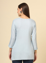 Grey Cotton Chicken Kari Work Kurti