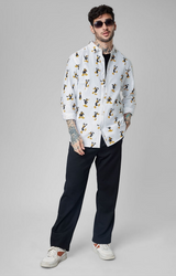 Duck White Printed Casual Shirt