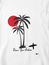 Mens Coconut Tree Figure Print Holiday Short Sleeve Shirts