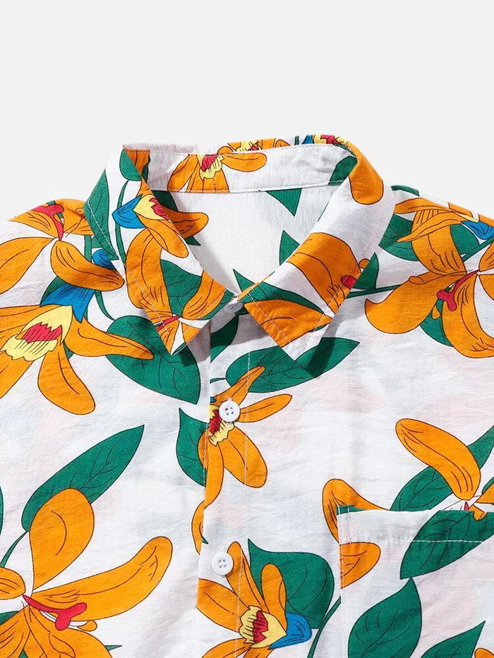 Multicolor Flower Printed Cotton Casual Shirt