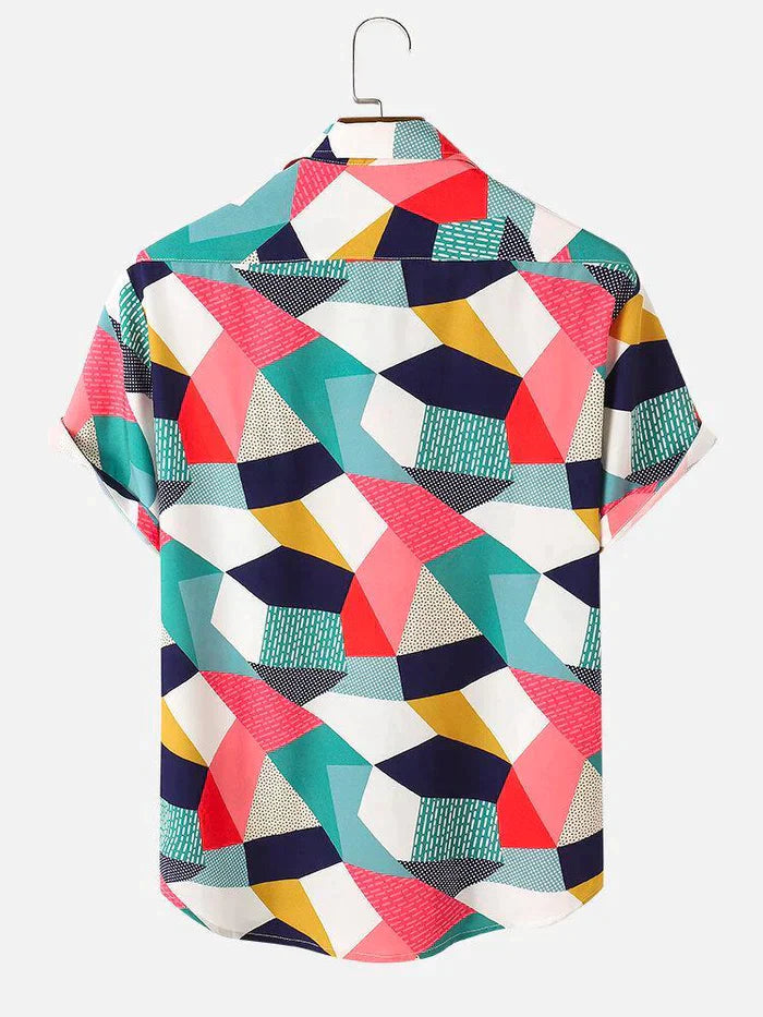 Mixed Colorblock Printed Cotton Shirt